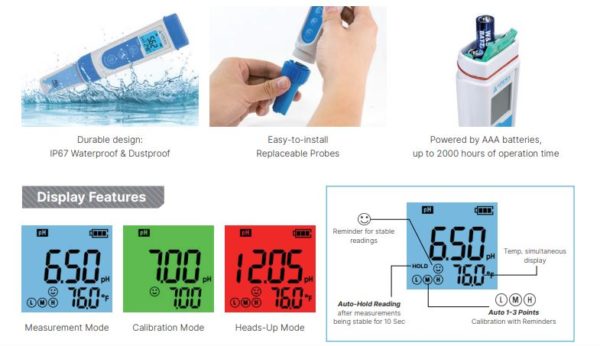 APERA PC60 Premium Multiparameter (pH/EC/TDS/Salinity/Temp.) Pocket ...